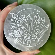 NEW Fractalista PURE SELENITE “BOHO MOON” ROUND 3.75” Charging/Cleansing Disc picture