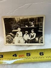Antique Photo Snapshot Of Family Posing With Old Car  picture