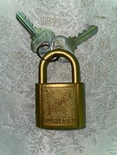 VINTAGE Slaymaker Rustless Brass Padlock Lock with 2 Keys 2 1/4