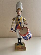 Antique German Carl Thieme Dresden Porcelain Military Figurine Drummer 3rd Guard picture