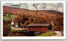 Postcard Covered Bridge At The Green, West Arlington, Vermont Posted 1971 picture