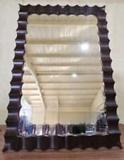 Vintage 1960’s Mid Century Scalloped Wood Wall Mirror picture