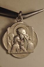ANTIQUE SOLID SILVER RELIGIOUS MEDAL SOLID SILVER RELIGIOUS MEDAL 19 picture
