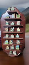 Lenox English Cottages Set of 24 Resin Thimbles w/ Wood Display Shelf Vintage picture