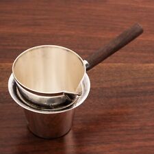 HEAVY FAMYA MEXICAN STERLING SILVER JIGGER BRANDY WARMER HANDMADE WOODEN HANDLE picture