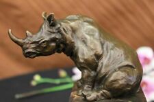 Detailed White Rhinoceros Bronze Rhino Figurine Statue Sculpture by Milo Deal picture