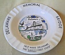 DELAWARE ASHTRAY MEMORIAL BRIDGE SAFETY FIRST 6TH LONGEST SPAN TATE FLAG BIRD. picture
