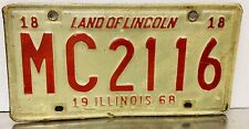 Illinois 1968 VINTAGE License Plate Man Cave Red On White MC2116 picture