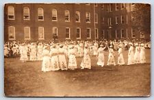 Postcard RPPC White Dress Hats Ladies Students Celebrating Performance Crowd D5 picture