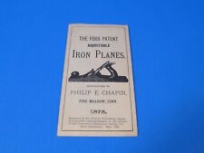 Ken Roberts reprint of 1878 Foss Patent iron plane shave catalog made by Chapin picture