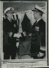 1967 Press Photo Rear Admiral John E. Dacey and Commander in Ceremony on Cruiser picture