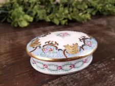 Vintage Oval Limoges Trinket or Jewel Box Hand Painted Floral Gilt Porcelain picture
