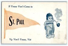 1912 If You Dont Come To St. Paul Minnesota MN Dutch Kid Pipe Pennant Postcard picture