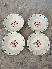 4 Christmas cereal Bowls, Stoneware Made in China, Candy Cane theme picture