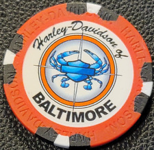 BALTIMORE'S HD ~ MARYLAND (Red/Black Wide Print) Harley Davidson Poker Chip picture