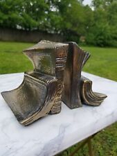 Vtg Pair of Brass Book Themed Bookends Philadelphia Manufacturing Co Book Lover picture