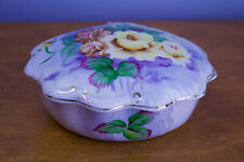 Antique Gold Trimmed Hand Painted Powder Dish with lid picture