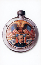 Glass Whiskey Flask with Chromolithograph of Admiral George Dewey --POSTCARD picture