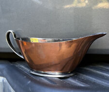 Wm A Rogers Vintage Hand Forged Copper Gravy Boat Silver Plated Marked 9353 8” picture