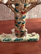 Antique Hand painted Tree Vase With Dog, Rabbit And Birds picture