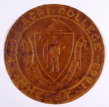 Massachusetts Agriculture College Amherst 1863 Large Leather Patch 6 7/8