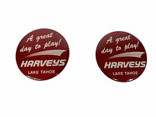 2 Vintage Harvey's Lake Tahoe Gambling Casino Lapel Button Pin Badge Pinback  picture