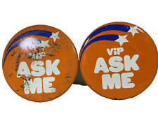 PA VIP Ask Me Orange Advertising Pinback buttons Visitor in PA Lot of 2 Vintage picture