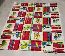 Vintage Primary Color Mexican Themed Table Cloth* Rectangle*57.5x52.5* Gd - Fair picture