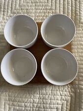 Potbelly Tea Cups W/bamboo Tray By Inspire Set Of 4 White Porcelain Nos MCM Vint picture