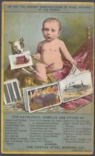 CANTON, OHIO, STEEL ROOFING CO ADV. PC, BABY & DOG IMAGE, used c 1880's picture