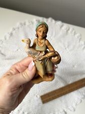 Vintage Italian Fontanini Woman With Goose And Basket Approx 5” Resin 1983 picture