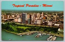 Postcard - Miami, Florida - Aerial View, Skyline - circa 1960s, Unposted (M7n) picture