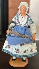 Vtg  French Santon de Provence Woman Harvesting with Sickle Terracotta Figurine picture