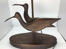 Vintage Pair Of Seagulls Perched On A Wooden Stand Lamp 23.5 In Tall X 13.5 Wide picture