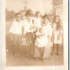 c1910s Single Mother & Kids RPPC Huge 5 Child Family Real Photo PC Calumet A171 picture