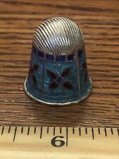 Thimble Enameled Blue Sterling Silver Marked 925 picture