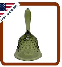Bell Vintage Authentic Fenton Olive Green Glass Hobnail Design 5.75 in. Tall picture