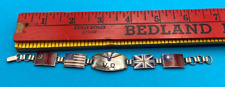 WWII Sterling Silver Enamel Victory Bracelet Allied Forces Flags Monogrammed V Q picture