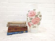 Vintage Fenton Hand Painted Floral Glass Vase Opalescent V. Gherke Roses picture