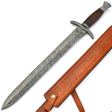 25'Inch Handmade Sword' Damascus Steel Full Tang Sword Hunting Sword With Sheath picture