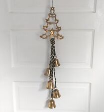 Vintage Brass Christmas Tree Jingle Bells Door Hanger 26