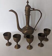 Vintage Brass Arabian Genie Teapot Set With Goblets picture