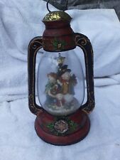 Vintage Resin Snow Family Christmas Lighted Lantern 10“ X 7“ Snowman Rare picture