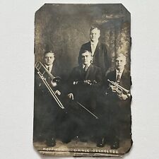 Antique Sepia Photograph ID Hoffman Dance Orchestra  Trombone Trumpet Violin Men picture