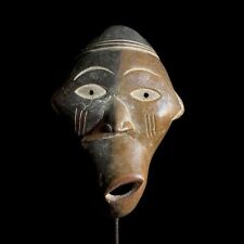 Igbo Mask African Tribal Face Mask Wood Hand Carved Vintage Wall Hanging-9094 picture