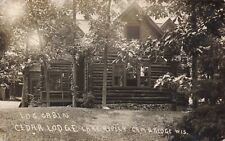 RPPC Log Cabin at Lake Ripley in Cambridge Wisconsin by CW Panzer Photo Postcard picture