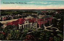Concordia College Aerial View Fort Wayne IN Divided Postcard c1915 picture