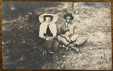 RPPC African American Teenage Boy & Girl in Hats - No Comps, OOAK picture