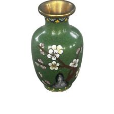 Vintage Chinese Green Floral Cloisonne Vase Small 4