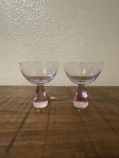 2 Vintage Anthropologie Pink Ramona Coupe Wine Glasses *Beautiful* picture